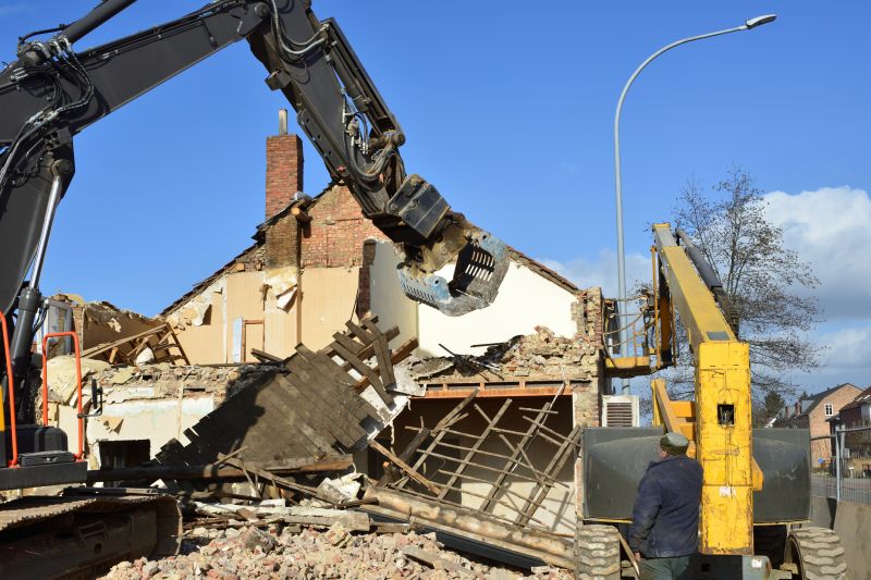 Demolition Crew Operating Machinery